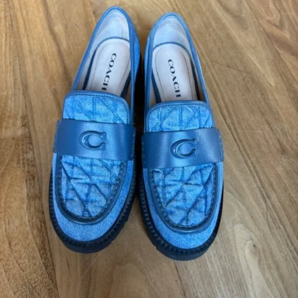 Coach Leah Quilted Denim Loafer - 8.5 - Picture 1 of 12